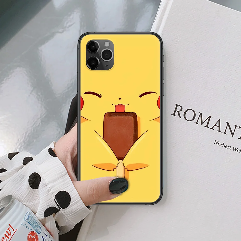 

Cute Pikachus cartoon Phone Case For IPhone 4 4s 5 5S SE 5C 6 6S 7 8 Plus X XS XR 11 12 Mini Pro Max 2020 Black black