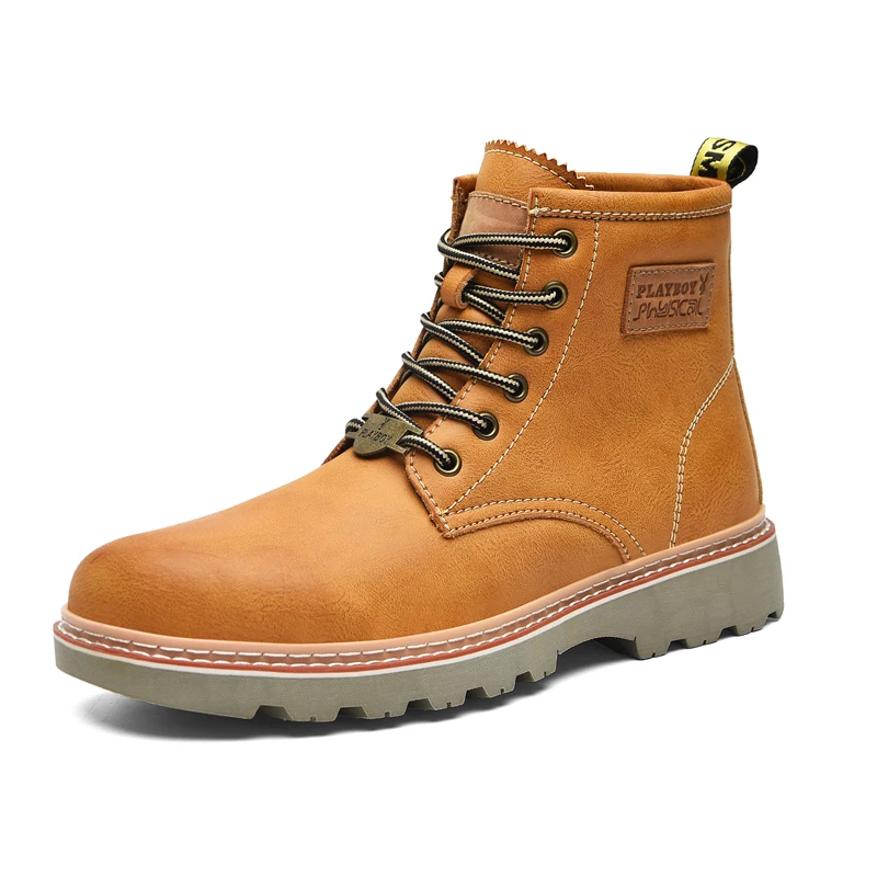 

PLAYBOY New Winter Men Boots Ankle Rubber Military Combat Boots Men Sneakers Casual Shoes Outdoor Work Safety Boots Man