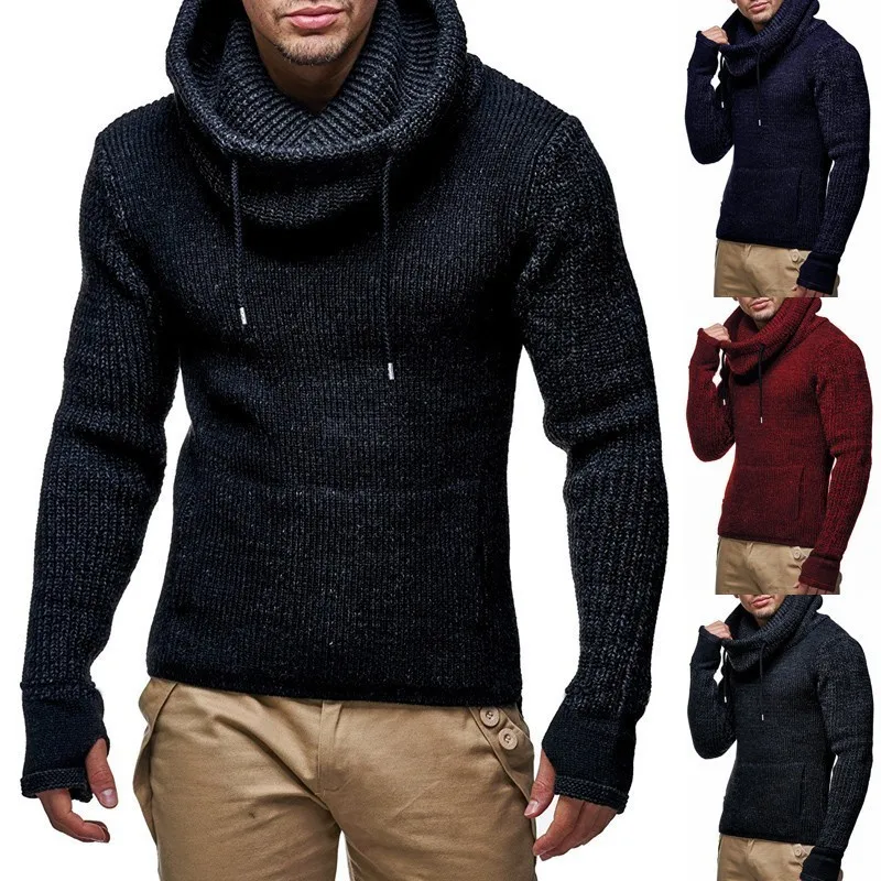 

Zogaa 2020 New Sweater Winter Warm Men's Knitted Sweater Turtleneck Pullovers Slim Solid Thick Sweaters Male High Street Jumpers