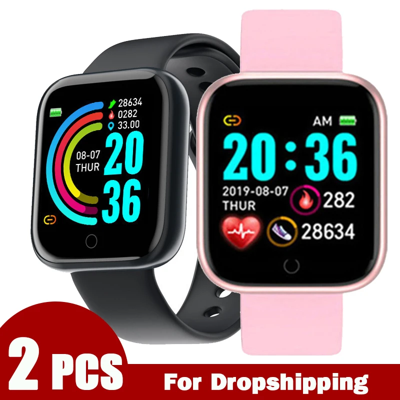 Смарт-часы Y68 спортивные с пульсометром и тонометром 2 шт. | Электроника