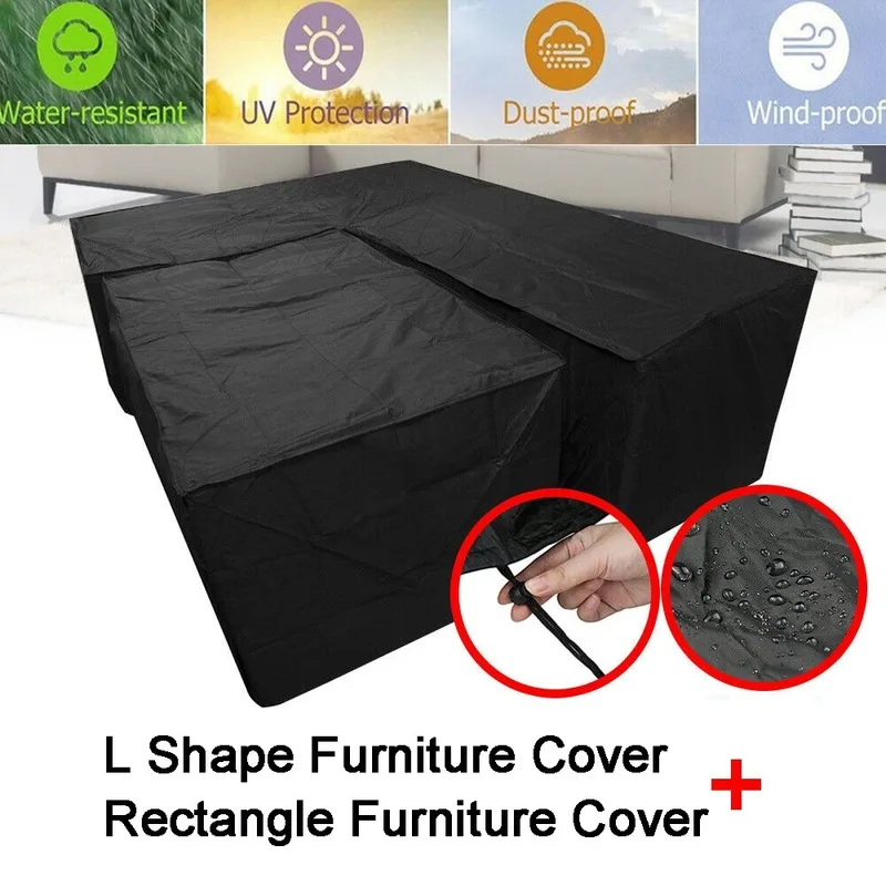

Водонепроницаемый садовый ротанговый угловой Чехол для мебели уличный защитный комплект для дивана L-образной формы УФ-стойкий полиэтилен...