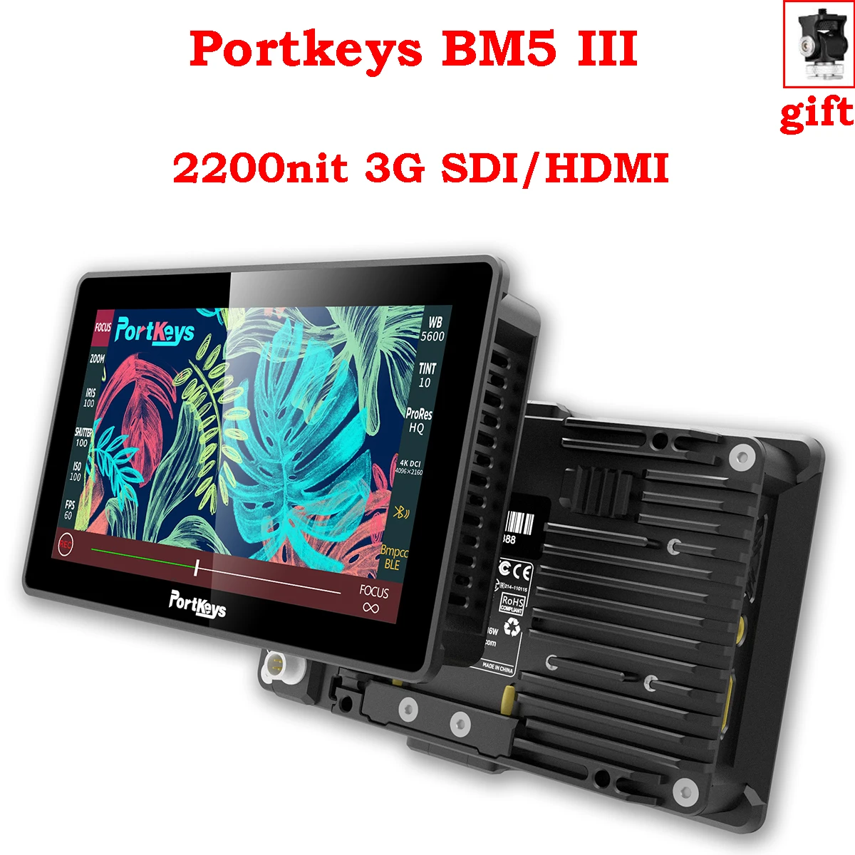 Монитор Portkeys BM5 III 2200nit 3G SDI/HDMI Super Heldere Управление камерой с сенсорным экраном Fhd Op