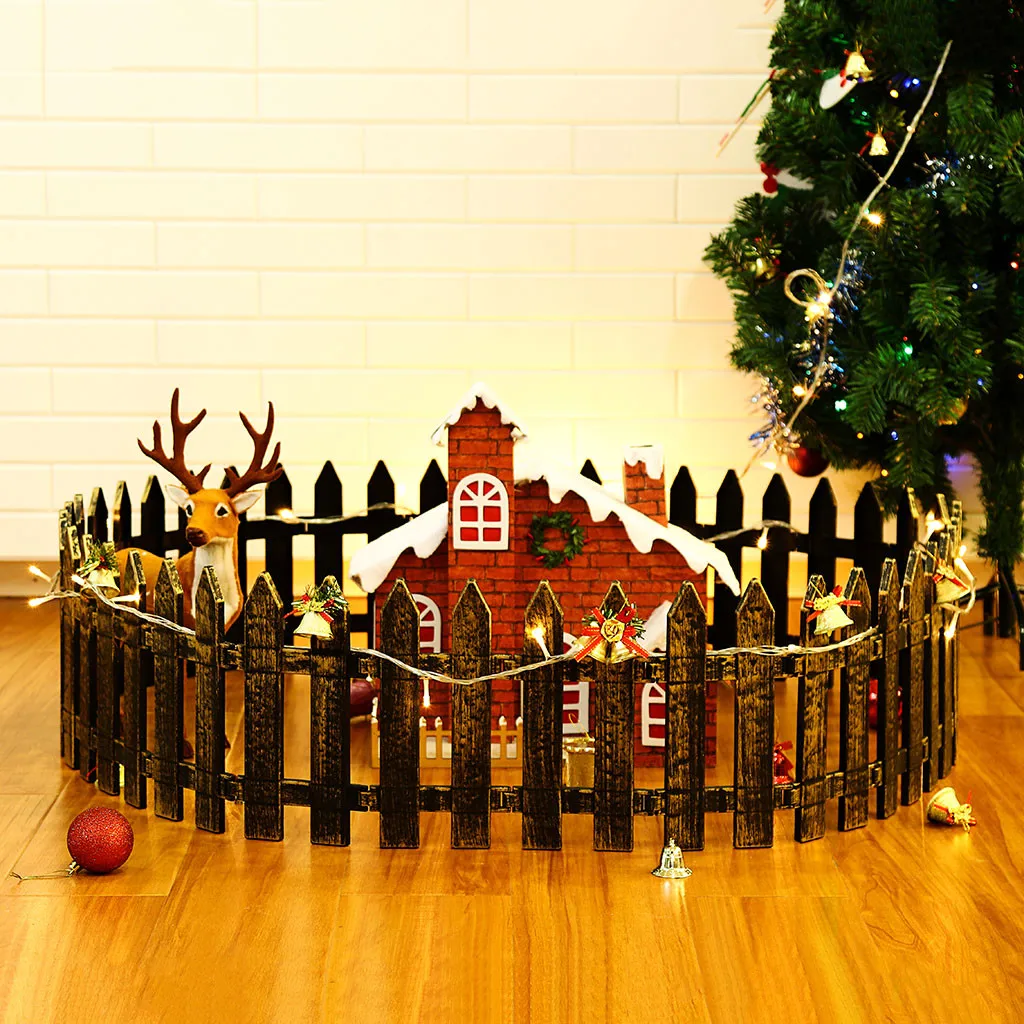 Kerst отель winkelumum Supermarkt Decoratie пластик Decoratieve Hek Tuin hek золото 14X25 см 5 X Рождественская елка забор# W