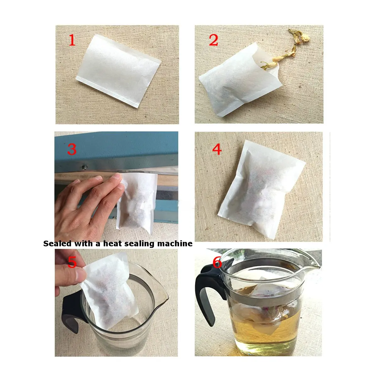 

500Pcs Empty Teabags Non-Woven Fabric Draw Seal Coffee Fliter Teaware For Pepper Herb Green Loose Tea Bag