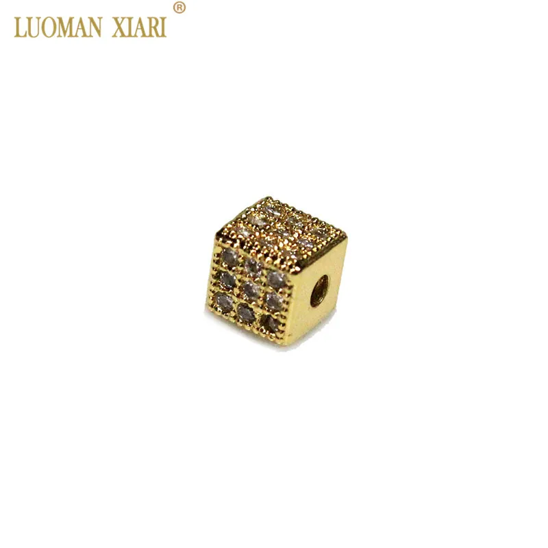 Квадратные медные бусины AAA 5 шт. белый циркон подходят для самостоятельного