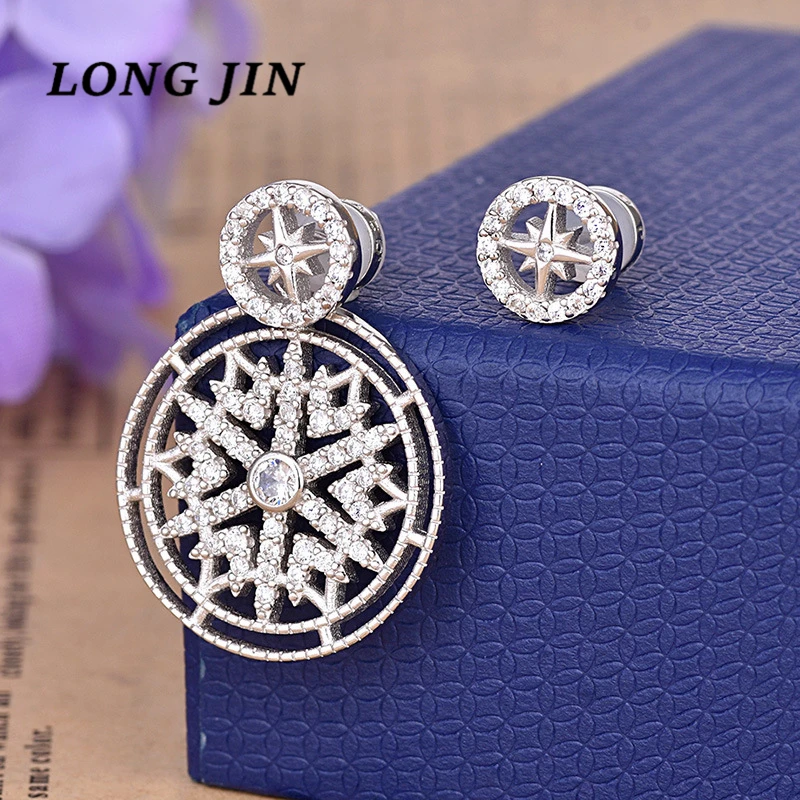 Для женщин серьги Асимметричная Снежинка цирконами серебряные Цвет популярные