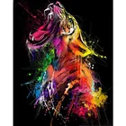 Картина для алмазной вышивки цветной леопард, 5D