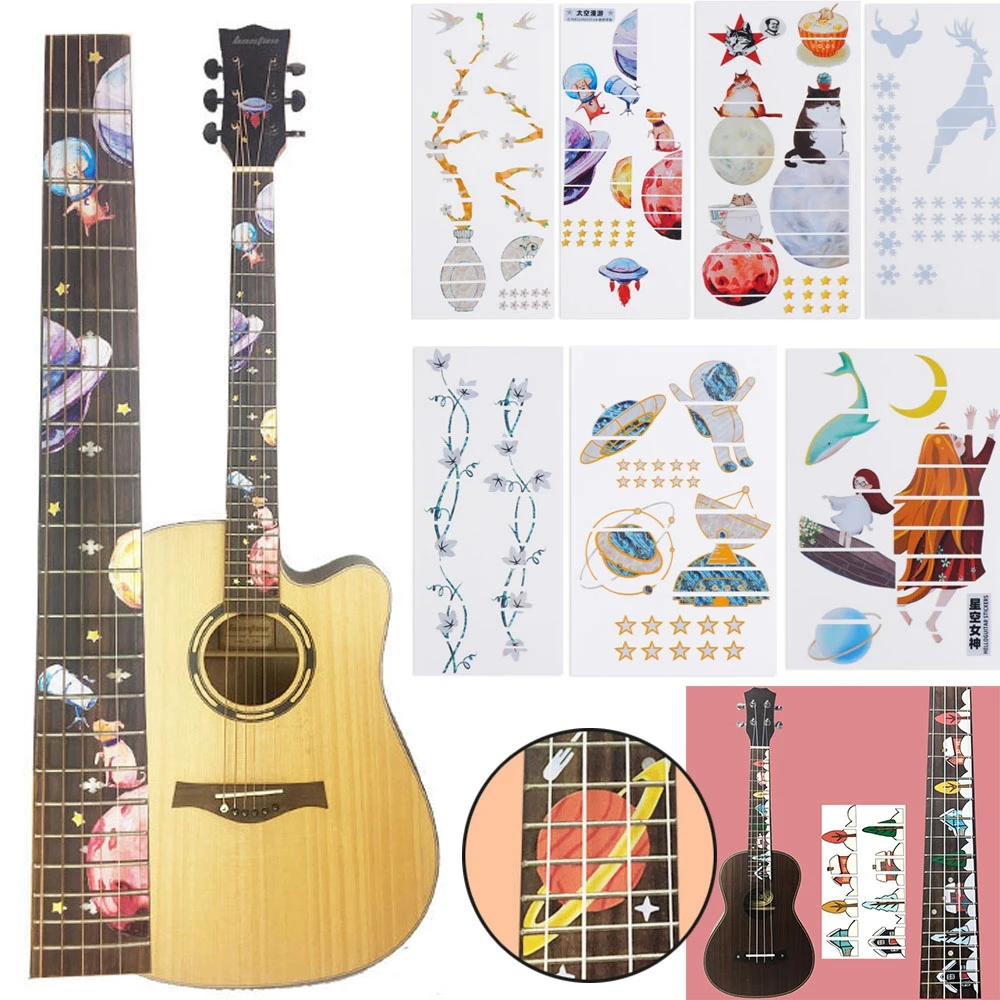 multi arten kreuz inlay decals griffbrett aufkleber für elektrische akustische gitarre bass aufkleber guitarra musik instrument dekoration free g