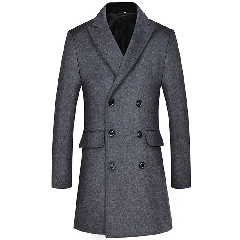 

Thoshine Brand Winter 37% Wool Men Thick Coats Double Breasted Classic Turn Down Collar Male Fashion Wool Blend Jackets Trench