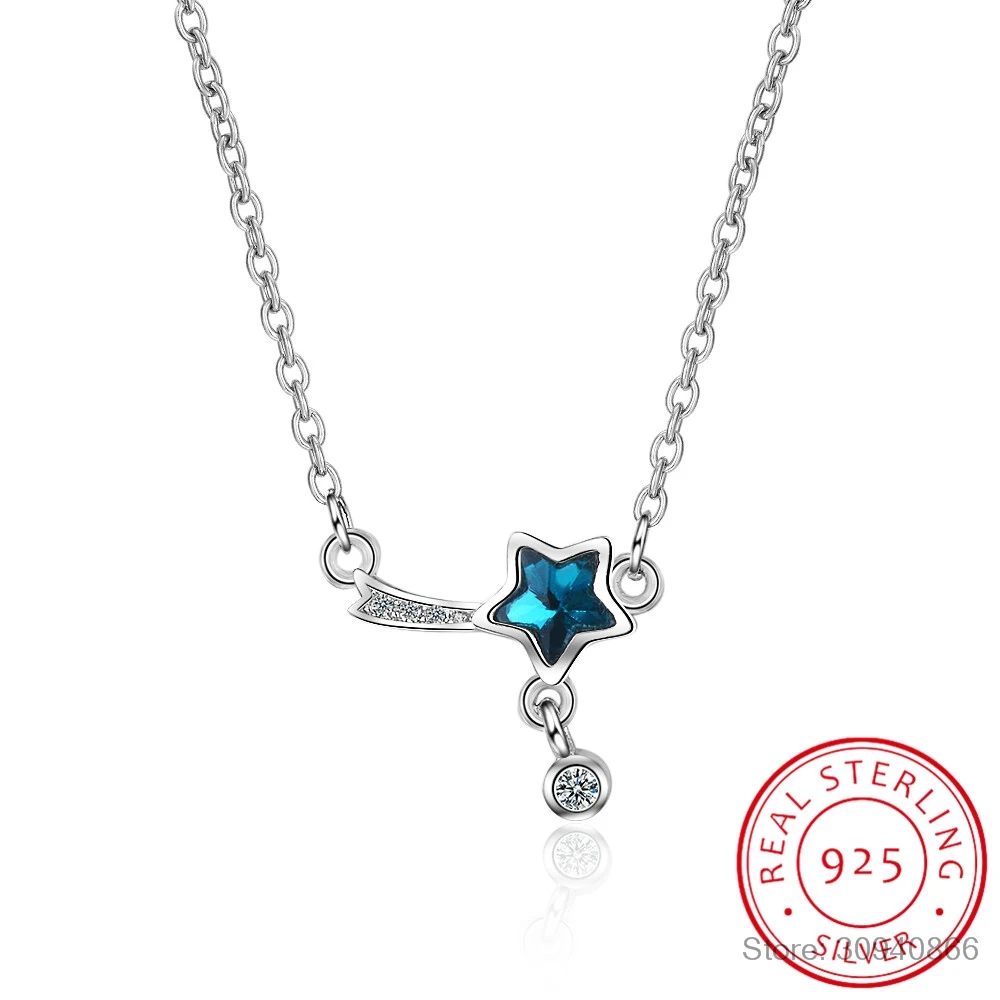 

Christmas Gift 925 Sterling Silver Cute Shiny Star Choker Drop Charm Moissanite Necklace Woman Wedding Party Birthday Jewelry