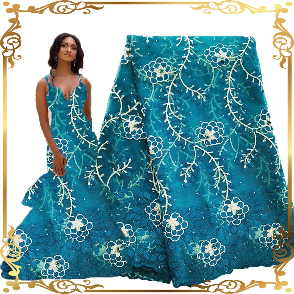Африканская Кружевная Ткань 5 ярдов нигерийское Тюлевое кружево Французский