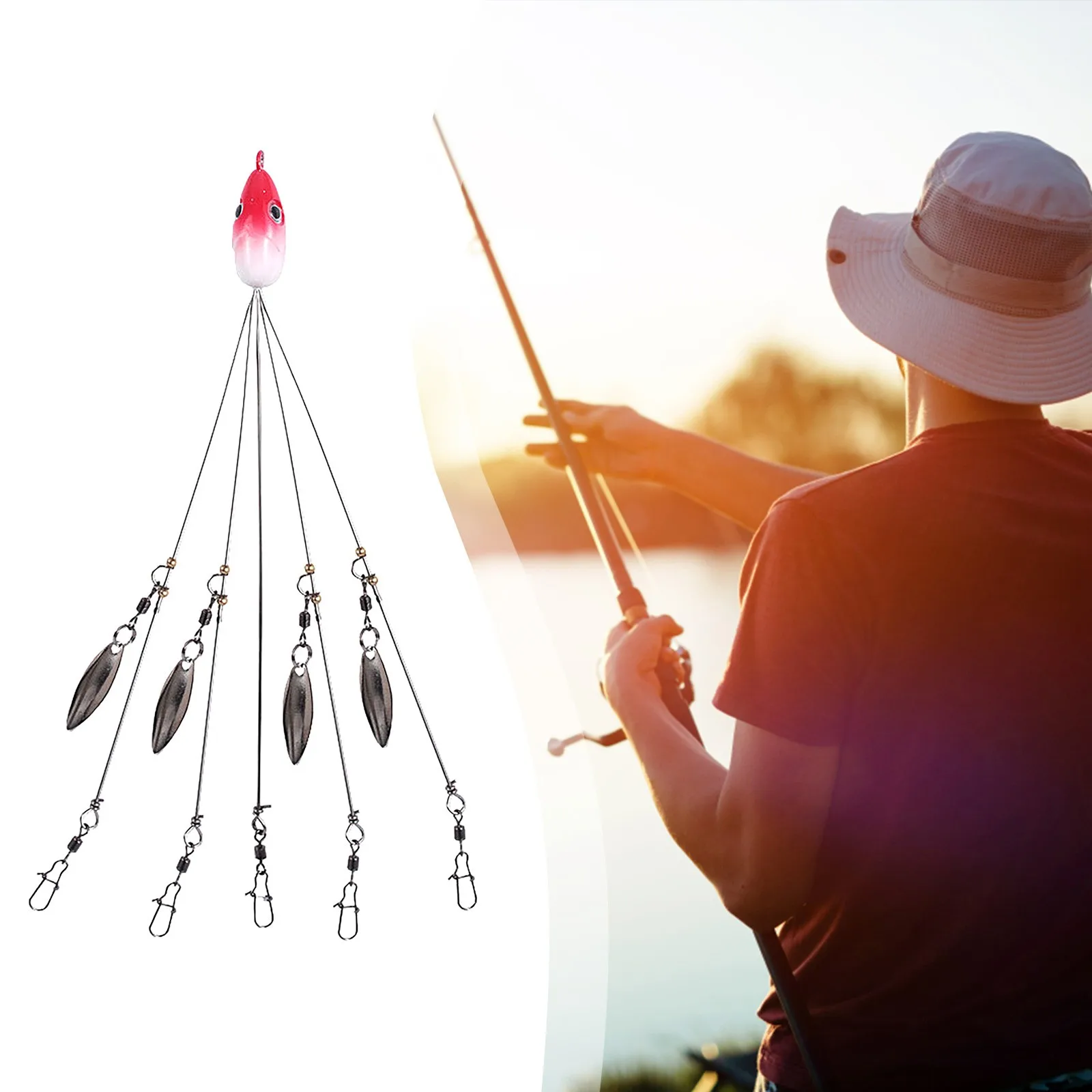 New Hot Umbrella Fishing Lure Rig Alabama Head Steel Bait Group Snap Swivel Tackle Tools | Дом и сад