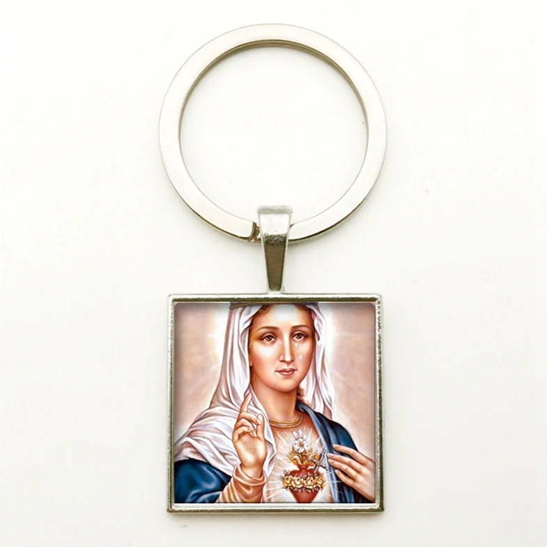 Винтажный квадратный брелок Иисус выпуклая фотография стеклянный чехол для
