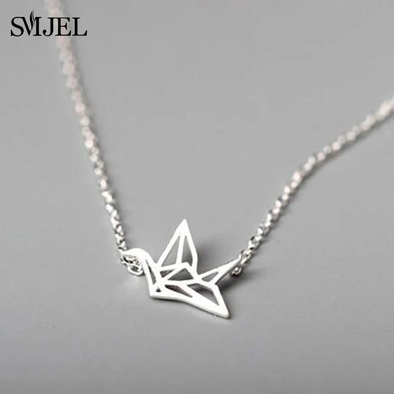 Простой ювелирное изделие милые шлифованный и рисунком в виде птичек оригами