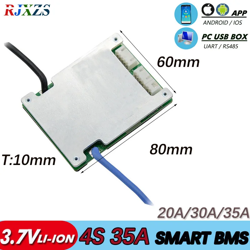Смарт BMS 4S 20A/30A/35A маленький литий ионный Bluetooth PCM с Android APP UART Внешний ПК