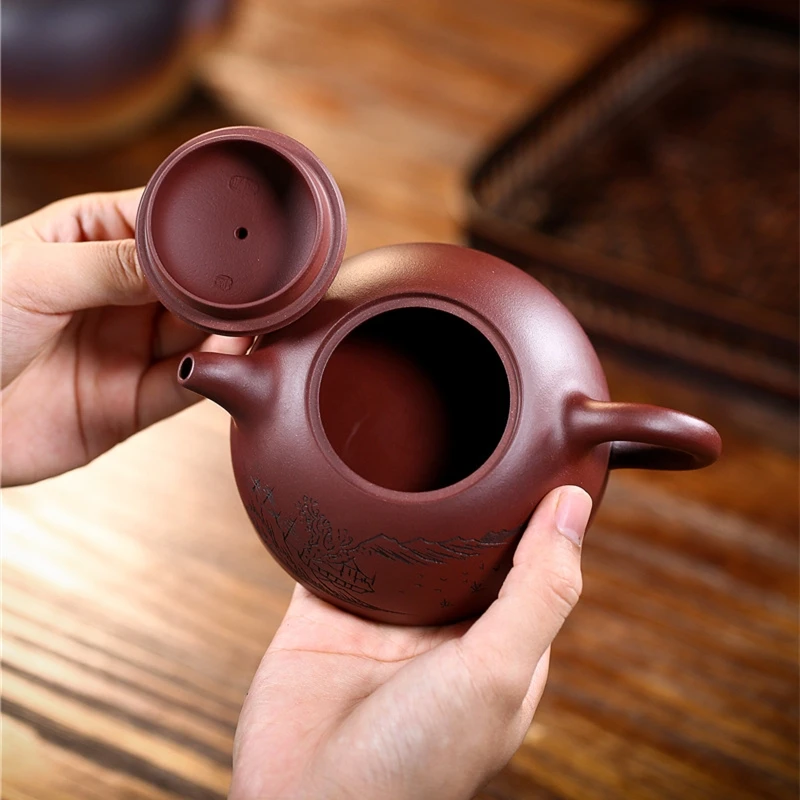 

Purple Clay Yixing Teapot With Ball Filter Ore Mud Kung Fu Kettle Creative Teaware
