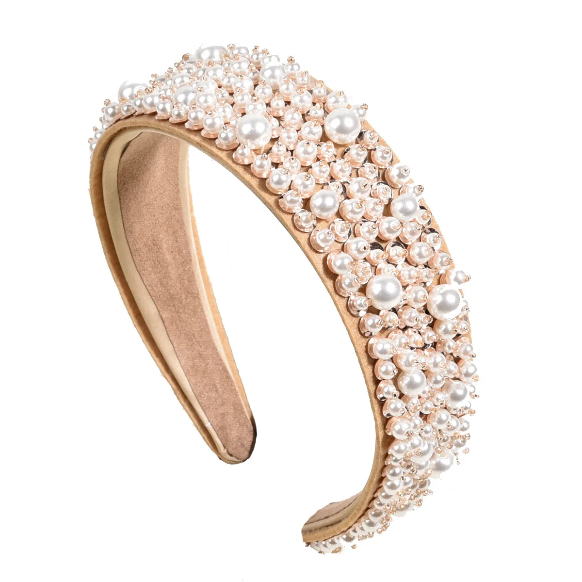 

PHYLLIS A82 Pearl Bridal Head Hoop Champagne Big Pearl Headband for Women Elegant White Pearl Wedding Party Hair Accessories