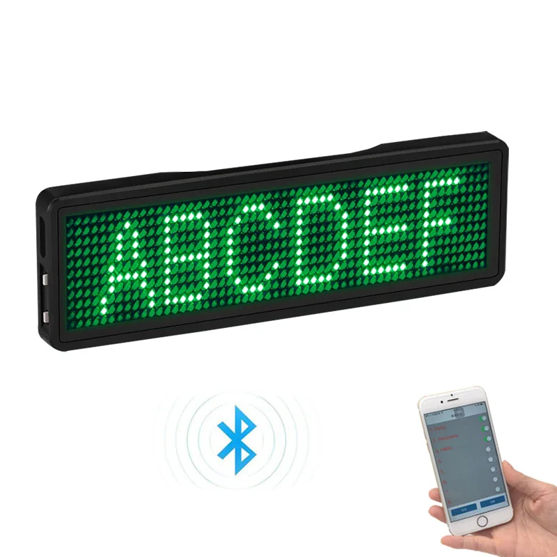 Bluetooth светодиодный знак Перезаряжаемые светодиодный именной ярлык 11*55 широкий светодиодный товарный знак с магнитом и булавки для вечерние события совещание