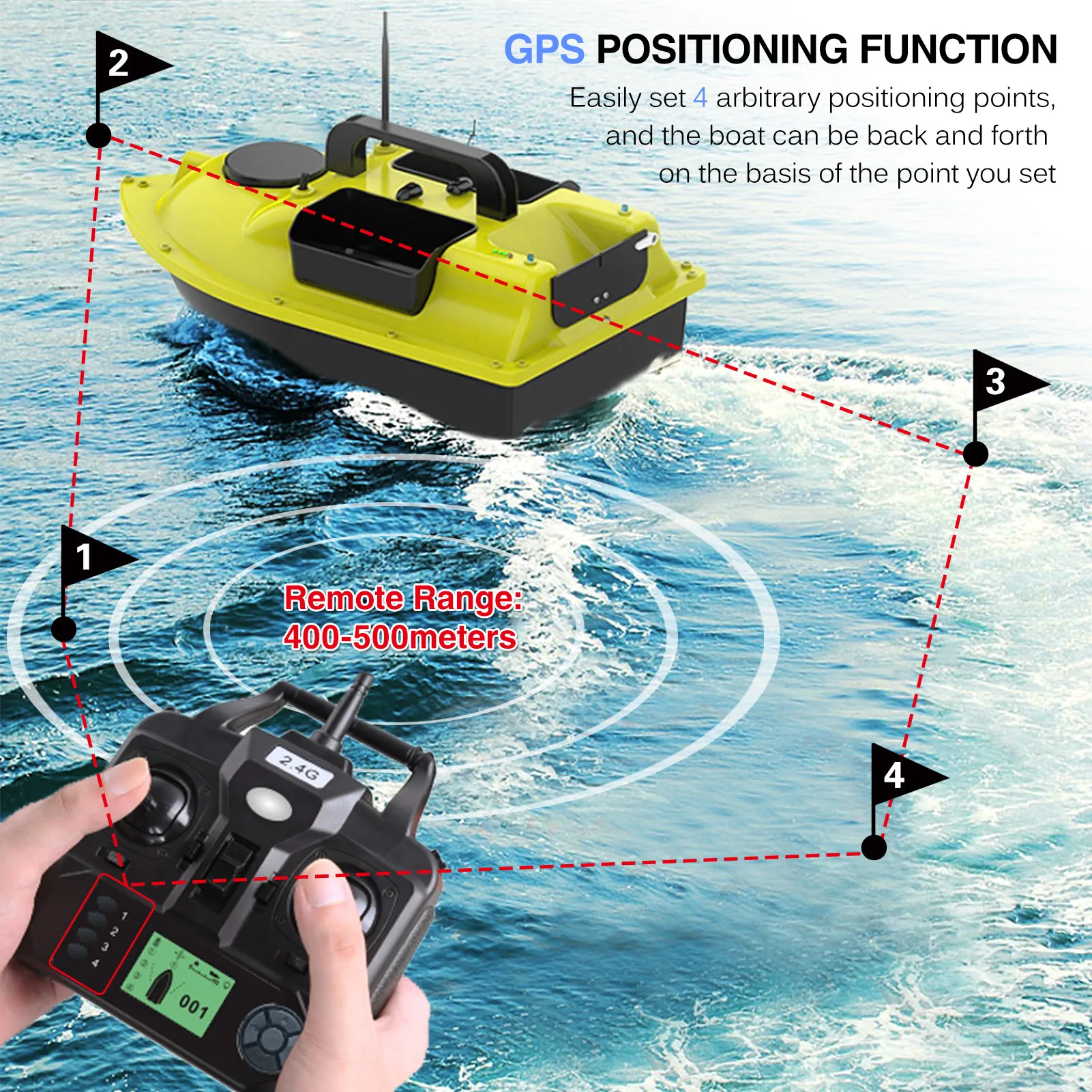 Лодка для прикормки с беспроводным управлением GPS 3 контейнера несущая