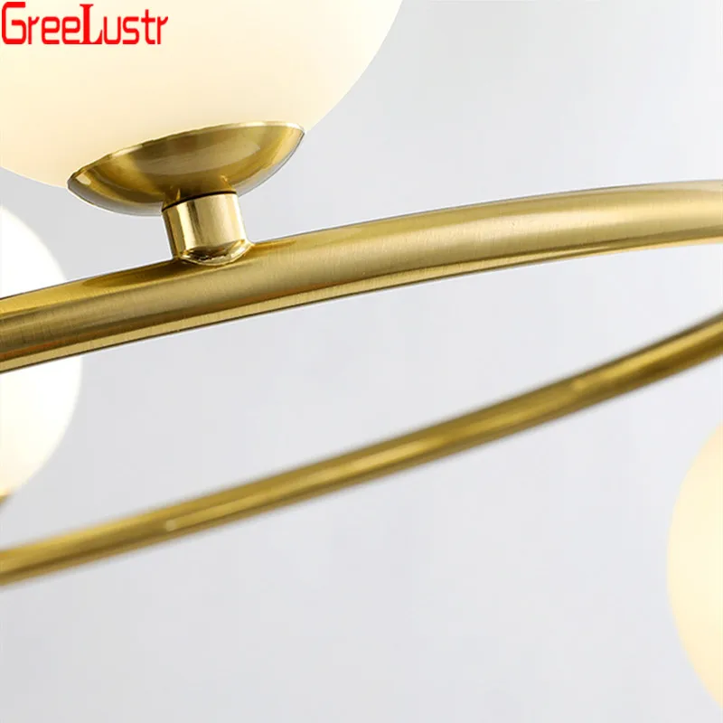 

Modern Gold Ring Led Chandelier Lustre Brief Design Glass Staircase Suspension Luminaire Hanging Lamp Industrial Indoor Lighting