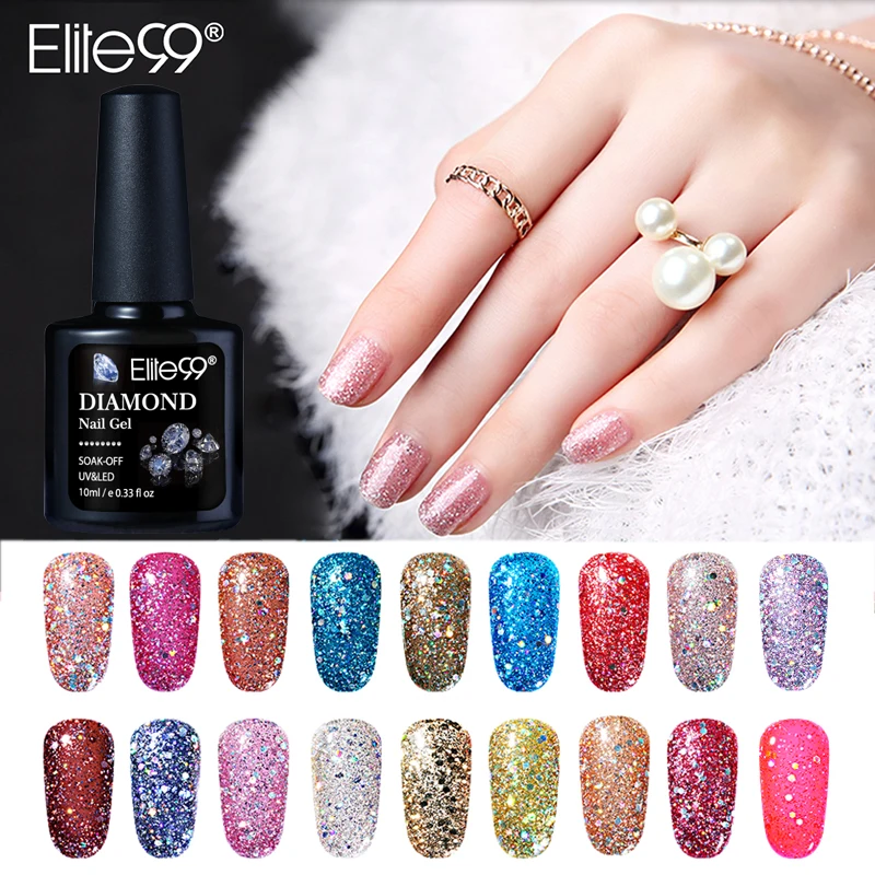 Elite99 10 мл Алмазный Гель лак для ногтей Блеск УФ Блестящие Блестки ногти гель Vernis