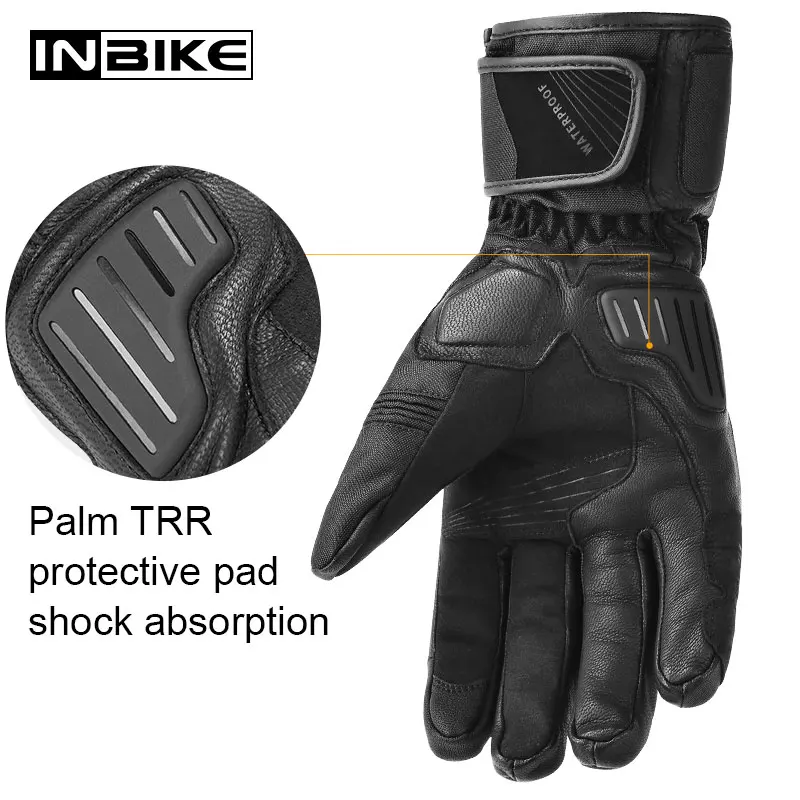 INBIKE, зимние перчатки для мотоцикла, водонепроницаемые, теплые, мотоциклетные перчатки, защита передач, тепловые, флисовые, мужские, мотоциклетные, ветрозащитные перчатки