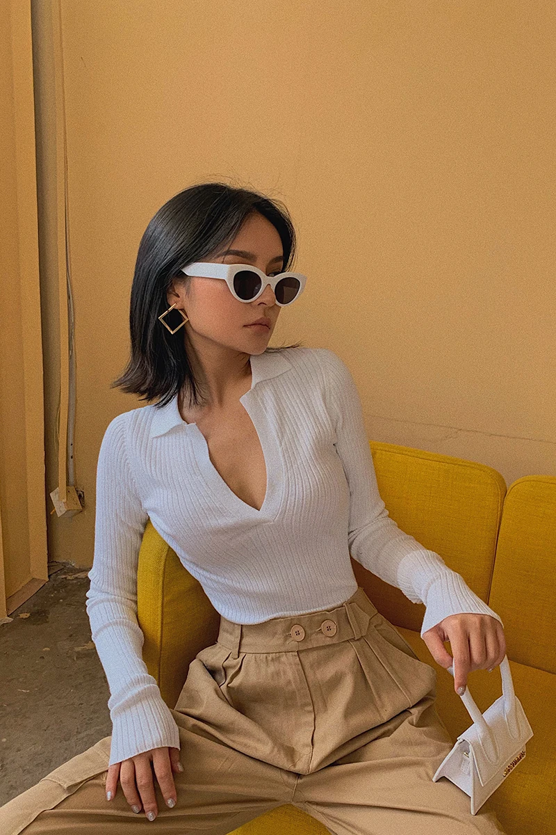 2019 новая мода повседневная женская одежда сексуальный v-образный вырез Высокая