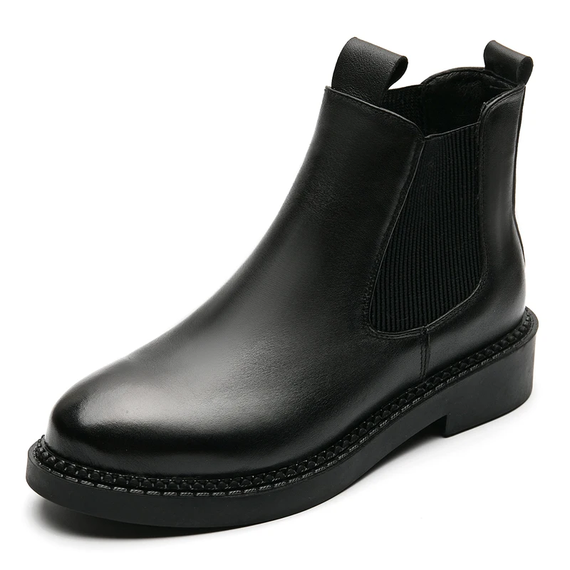 

British fashion women's boots ladies streetwear chelsea boot black soft leather shoes autumn winter ankle botas mujer chaussure