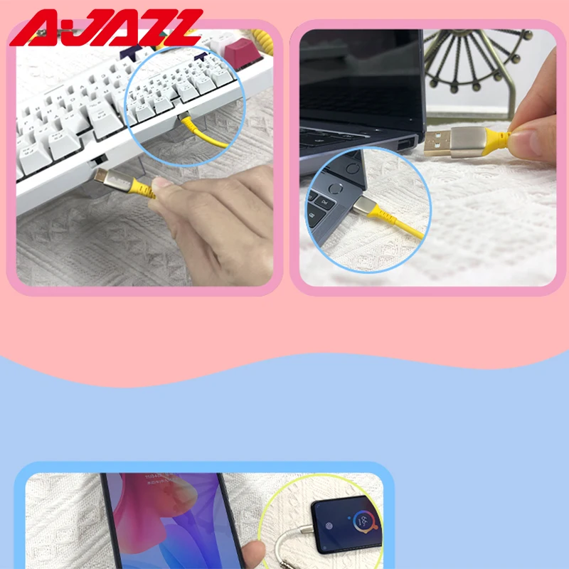 AJAZZ механическая клавиатура спиральный кабель провод типа C Usb-порт на заказ