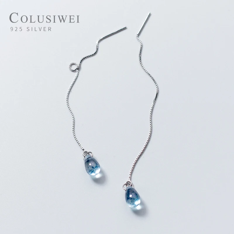 Colusiwei каплевидный кристалл Висячие серьги для женщин прозрачный камень Сережки
