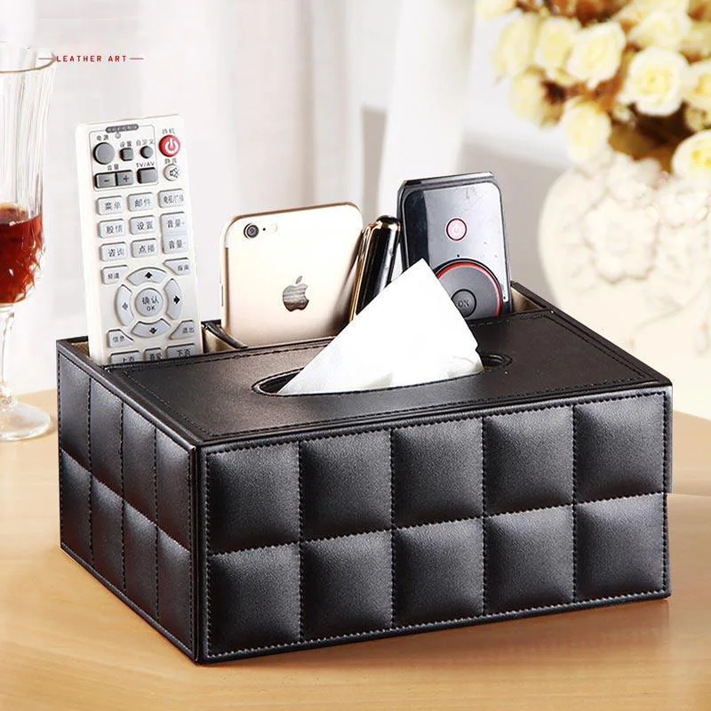 Многофункциональный кожаный Органайзер для стола коробка держатель салфеток и