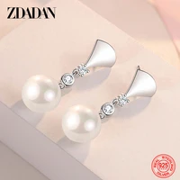 zdadan 925 925 sterling silver sector cz pearl earrings 2021 fashion for women charm gift