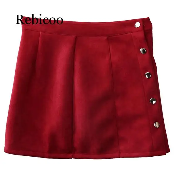 

Suede ladies retro skirt winter high waist casual skirt