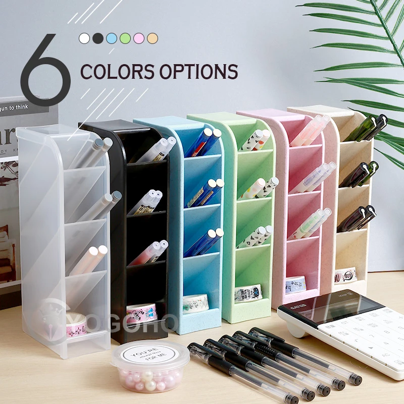 

Simple Large Capacity Desk Pen Holder brush holder makeup Storage Box Desktop Organizer Stand Case School Office Stationery