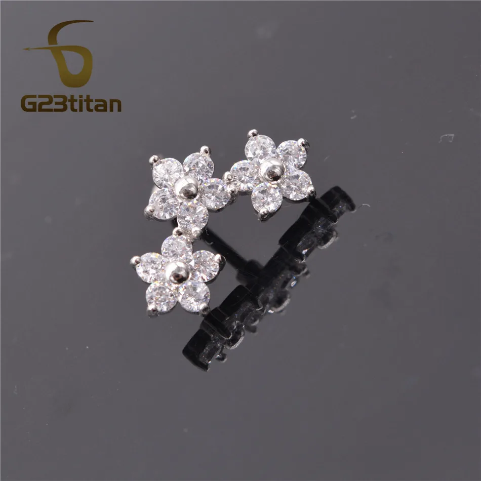 G23titan кристалл цветок серьги для ушного хряща Мода пирсинг уха серьга для губы кольца женские украшения для тела