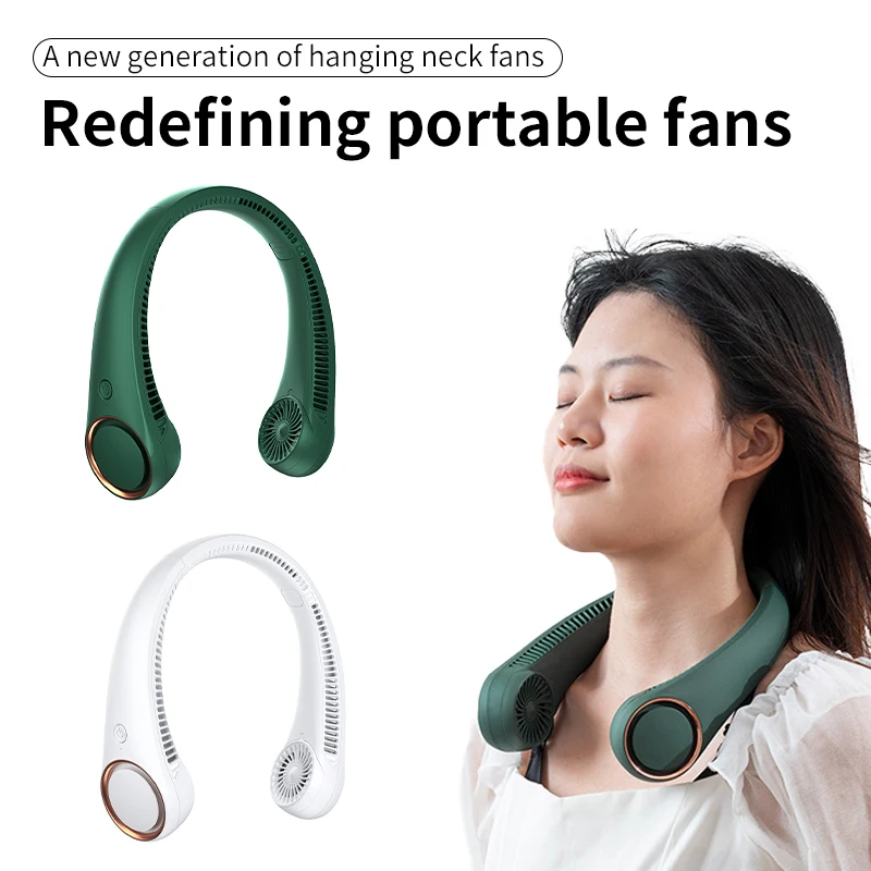 

Hanging Neck Small Fan Portable Mini Outdoor USB Mute Rechargeable Three-Speed Mode To Leafless Natural Wind 360° Surround Fan