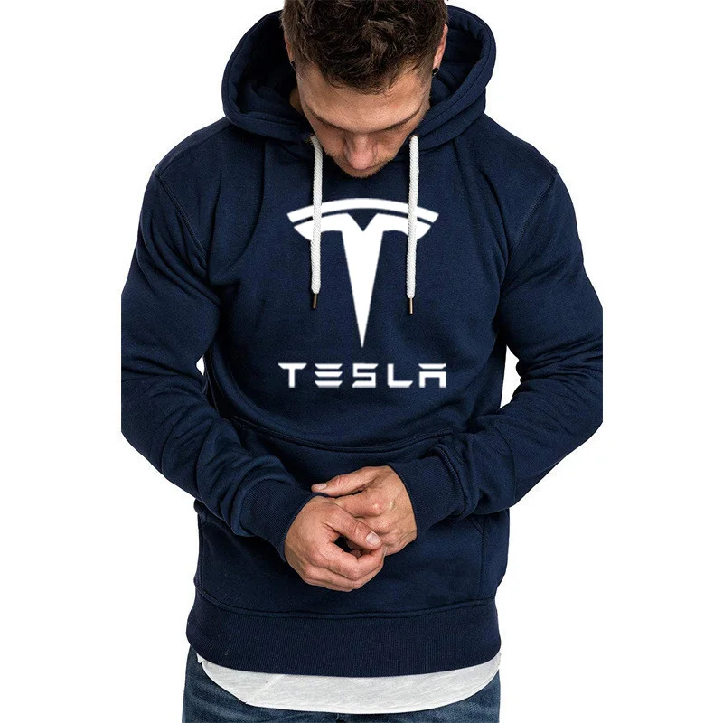 

2021 new Men's pullover Tesla Car Logo printing Spring Autumn New Fashion high quality Cotton Casual Men's Hoody A