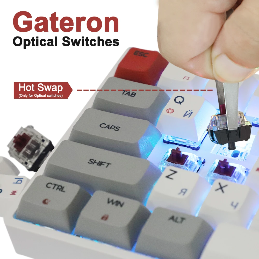skyloong mechanical keyboard sk61 russian layout wired gateron optical switch rgb backlight pbt keycap macro driver gk61 pc game free global shipping