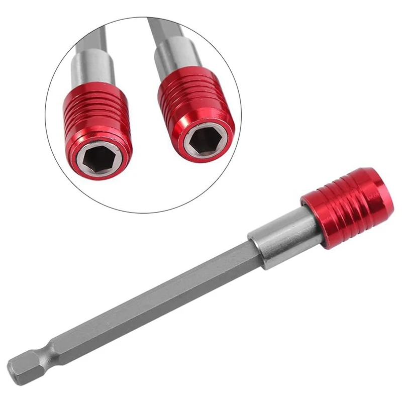 

3Pcs 1/4Inch Hex Shank Magnetic Bit Holder Quick Change Extension Bar (Red) with 20 in 1 Nut Female Screw M12X1.5 Red