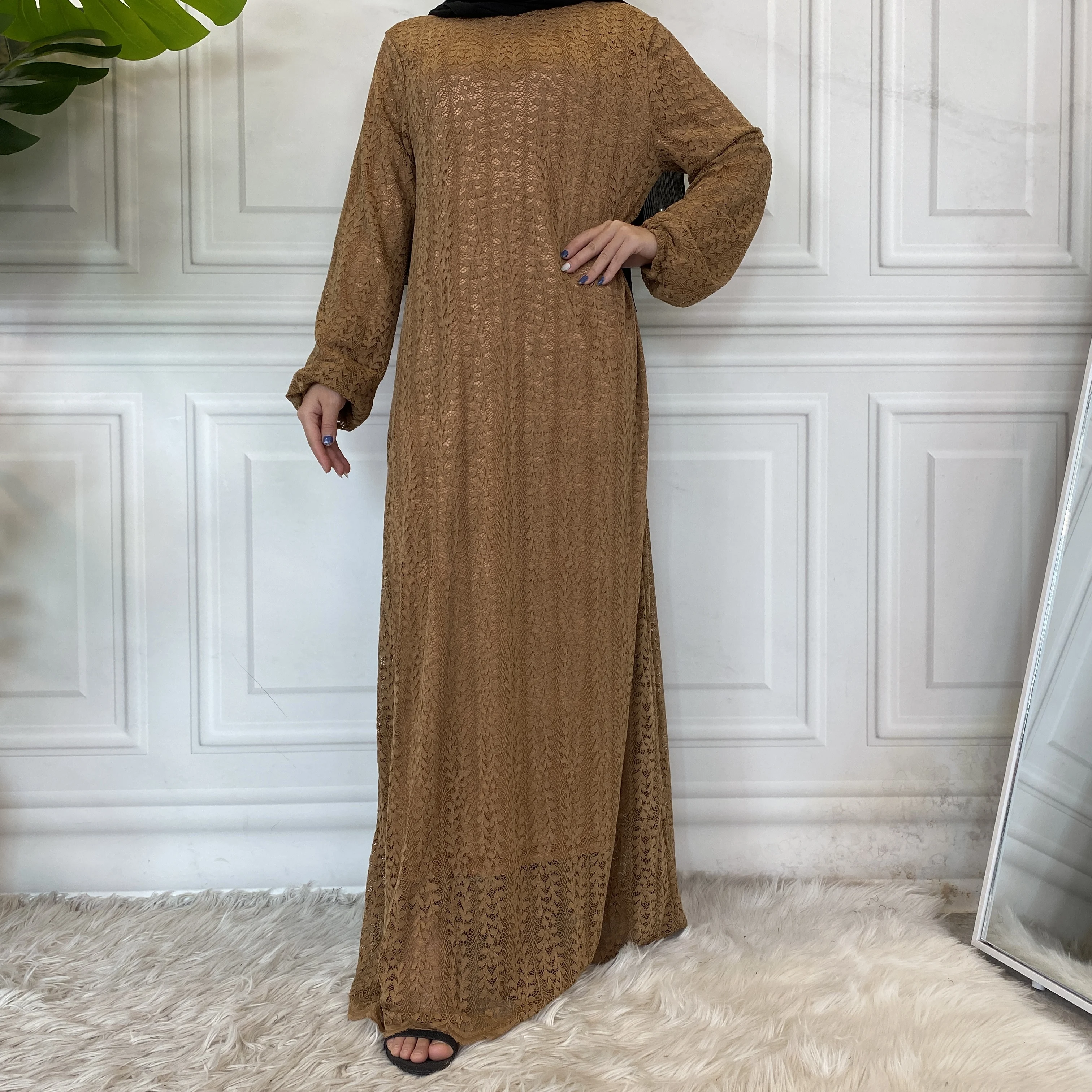 Модный Рамадан с кружевной вышивкой Abaya хиджаб мусульманское платье женское кимоно кафтан турецкий исламский кафтан халат мусульманские А...