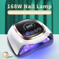 doddohome for nail gel drying powerful uv led lamp 168w for drying nails uv gel with smart sensor lcd display lamp for manicure
