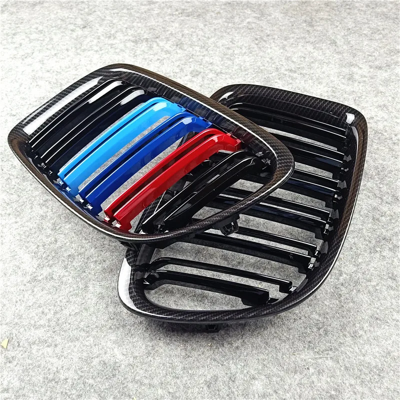 

Car styling Glossy Black Front Bumper Grille ABS 2-slat Glossy M color For X1 E84 2011-2015 Kidney Mesh Grille