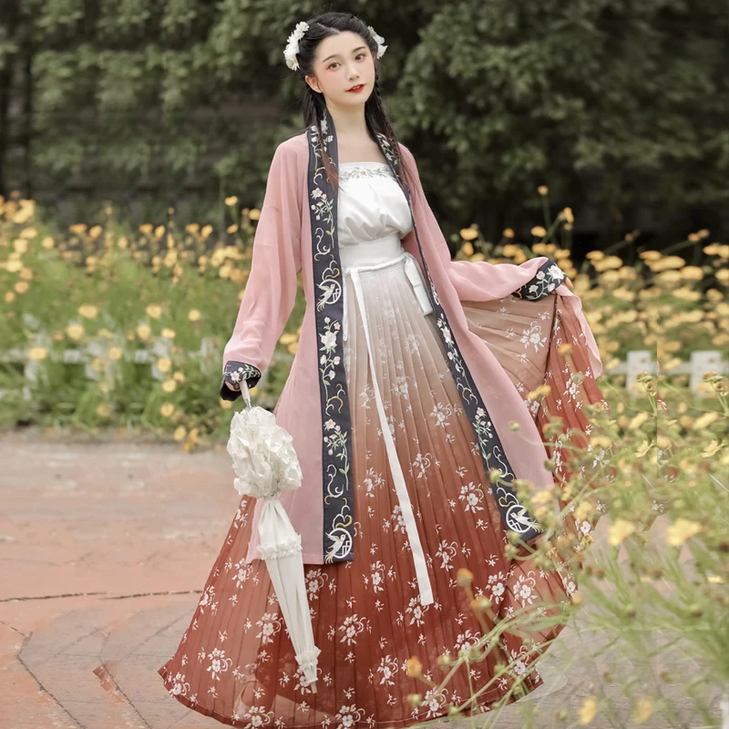 

Original Authentic Song-made Hanfu Dress Women's Pleated Skirt with Sling Waist and Breasted Skirt Summer Dress Cosplay Costume