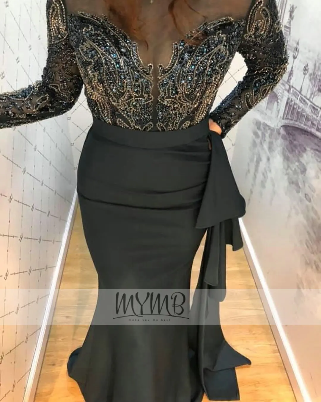 Скромное блестящее арабское мусульманское вечернее платье креп с длинным