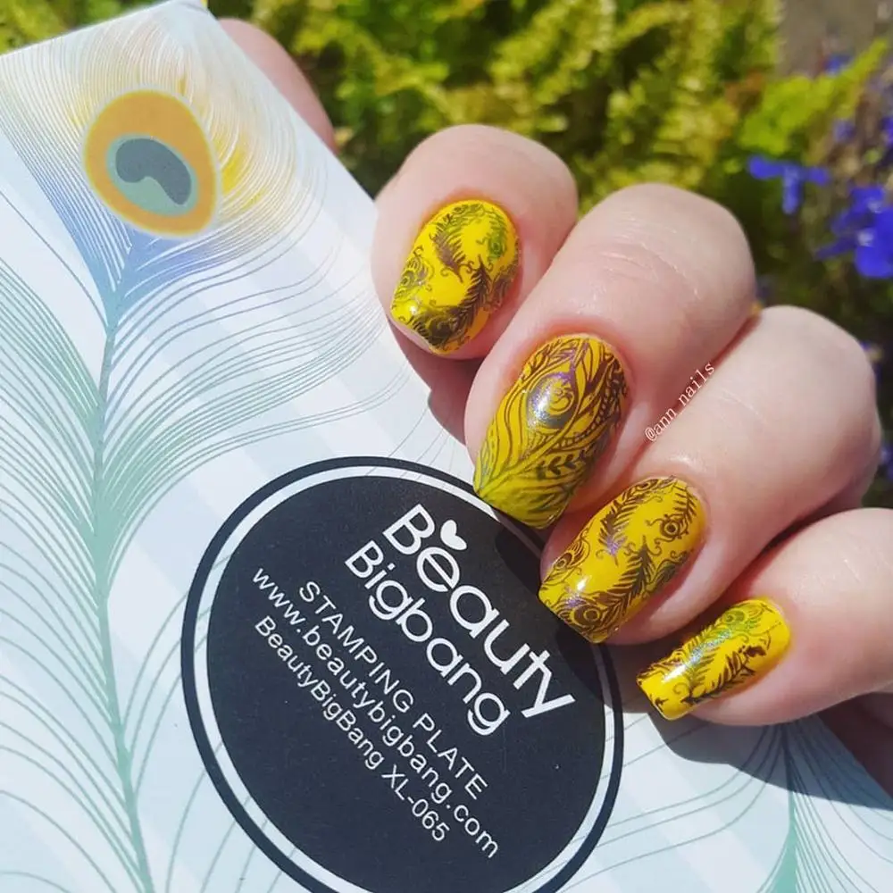 BEAUTYBIGBANG 6*12 см прямоугольные птицы павлинье перо ногти АРТ штамп шаблон