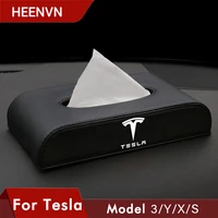 heenvn 2021 new for tesla model 3 model y paper multi function tissue box car accessories car for model three tesla3 interior