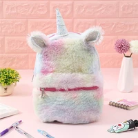 kawaii cartoon sequins backpack girl plush unicorn backpacks fashion fur backpacks children schoolbag kids gift