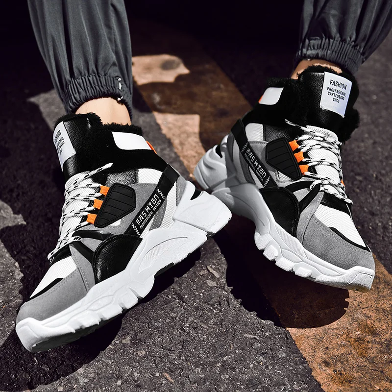 Мужские зимние ботинки Уличная обувь для пешего туризма бархатные