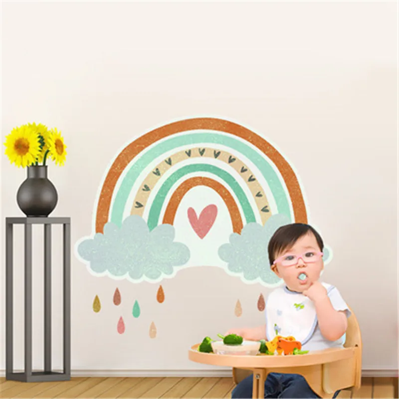 Большие Радужные облака наклейки на стену для детской комнаты домашний декор в