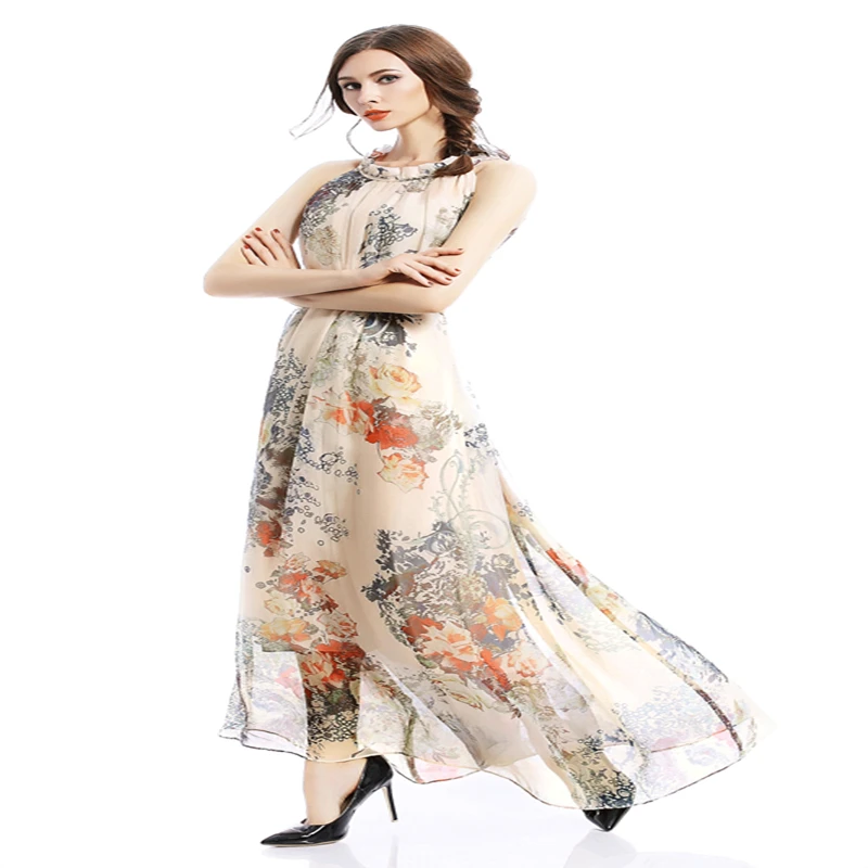 Женское шифоновое платье-макси с цветочным принтом в стиле бохо | Женская одежда